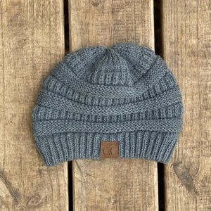Chunky Knitted Gray Beanie